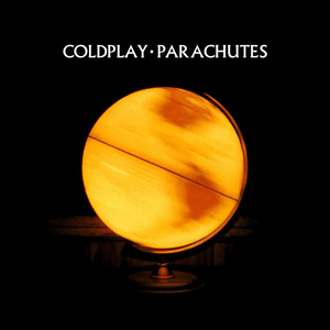 Coldplay Parachutes. A spinning gold globe on a black background 
