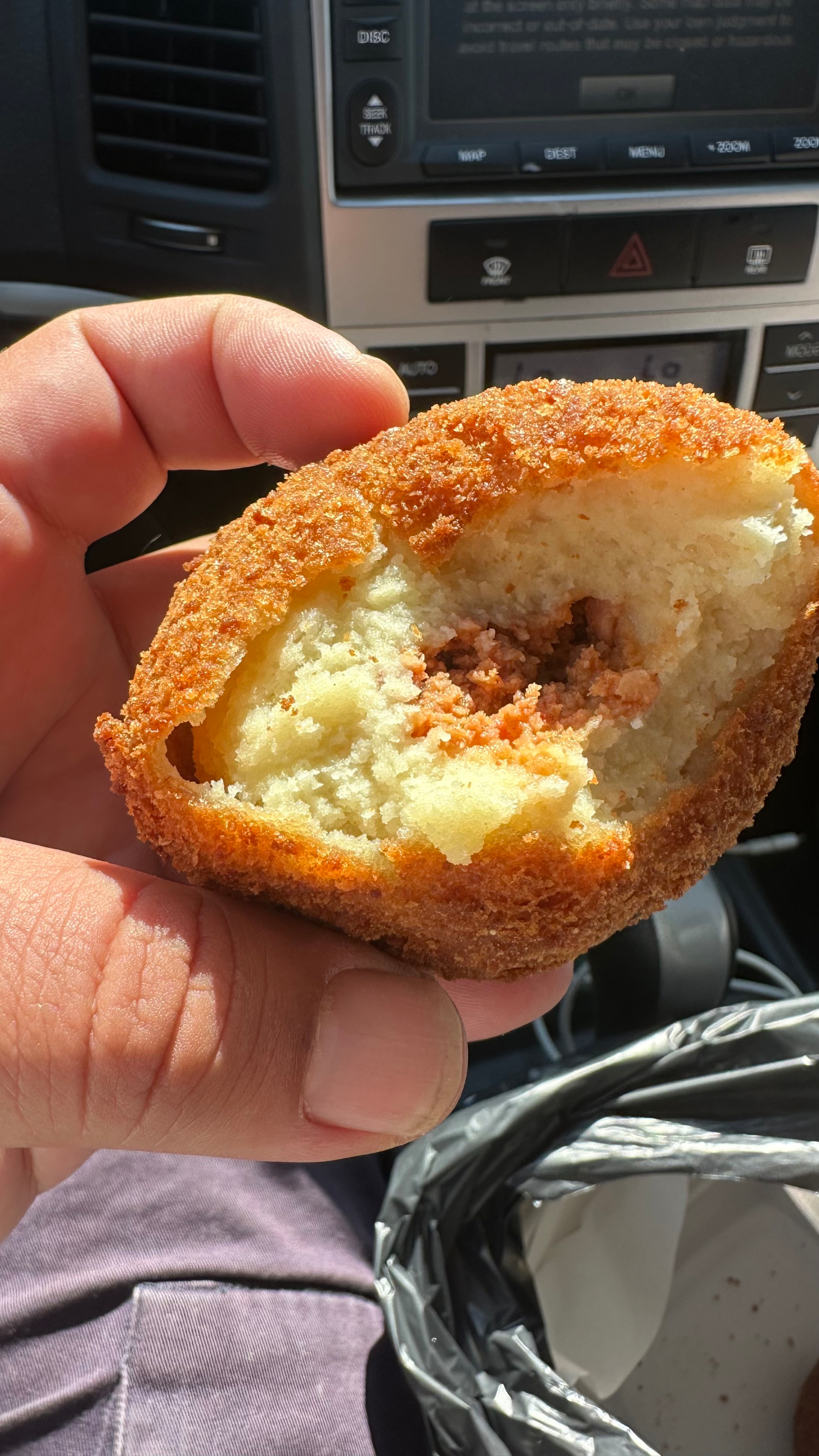 A potato ball with meat inside, deep fried lol
